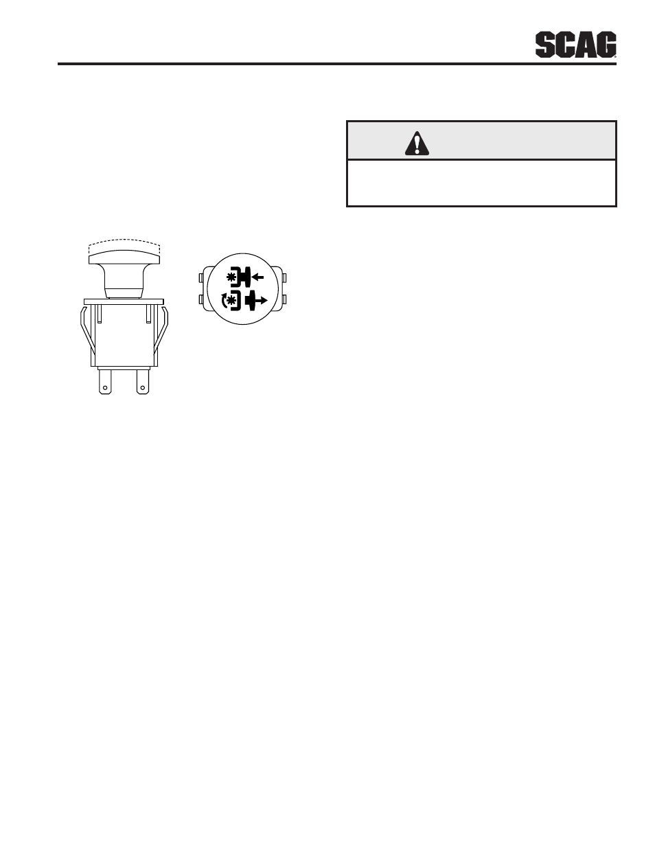6 engaging the deck drive (cutter blades), 7 hillside operation, 8 parking the mower | Warning | Scag Power Equipment SFW36-16BV User Manual | Page 17 / 48