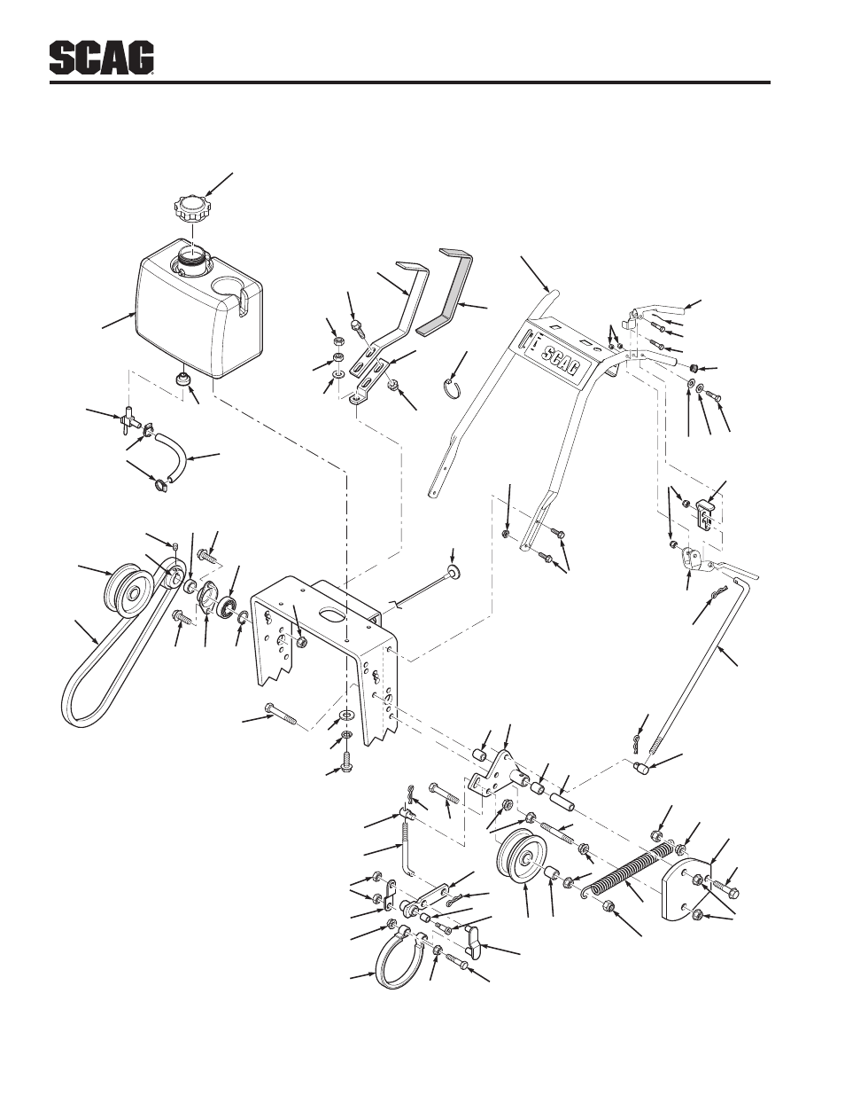 Handle assembly | Scag Power Equipment SFW36-16BV User Manual | Page 38 / 48