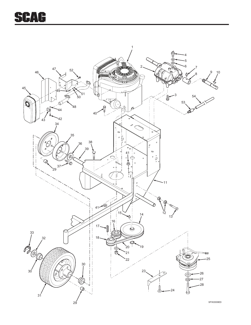 Engine deck | Scag Power Equipment SFW36-16BV User Manual | Page 40 / 48