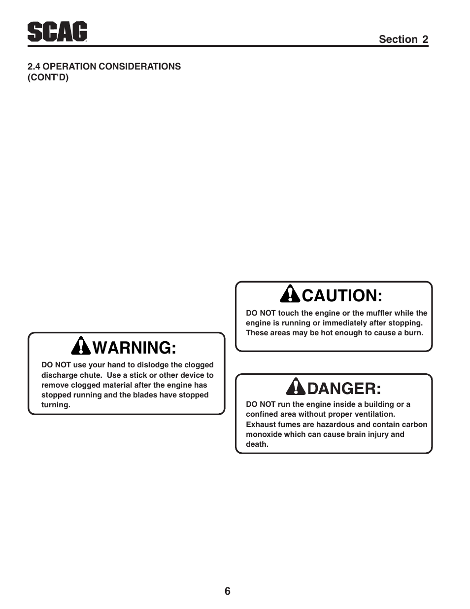 Warning, Caution | Scag Power Equipment FREEDOM Z SFZ User Manual | Page 10 / 109