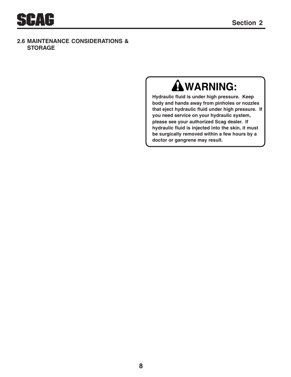 Warning | Scag Power Equipment FREEDOM Z SFZ User Manual | Page 12 / 109