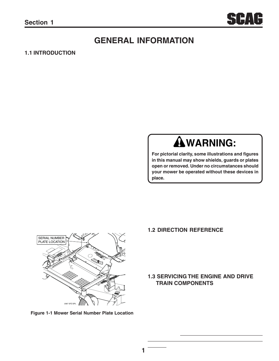 Warning, General information | Scag Power Equipment FREEDOM Z SFZ User Manual | Page 5 / 109