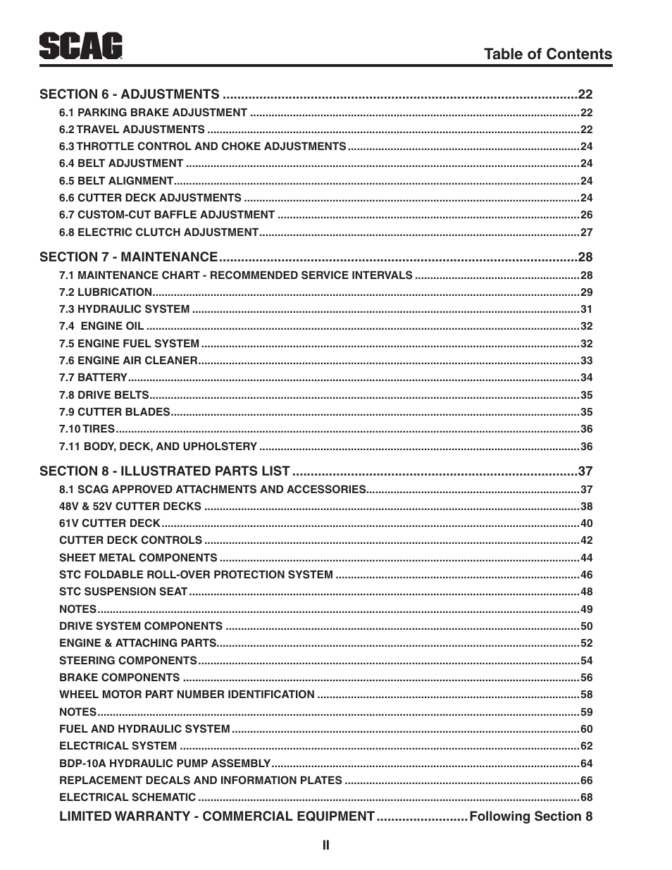 Scag Power Equipment TIGER CAT STC52V-25CV User Manual | Page 4 / 116
