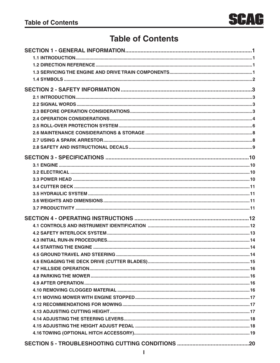 Scag Power Equipment TURF TIGER STT-31EFI-SS User Manual | Page 3 / 116