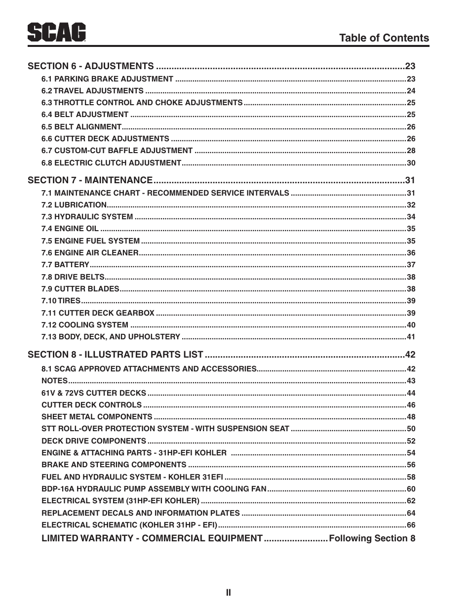 Scag Power Equipment TURF TIGER STT-31EFI-SS User Manual | Page 4 / 116
