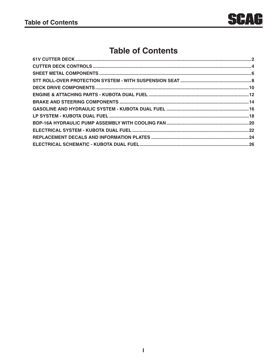 Scag Power Equipment TURF TIGER 6201 User Manual | Page 3 / 28
