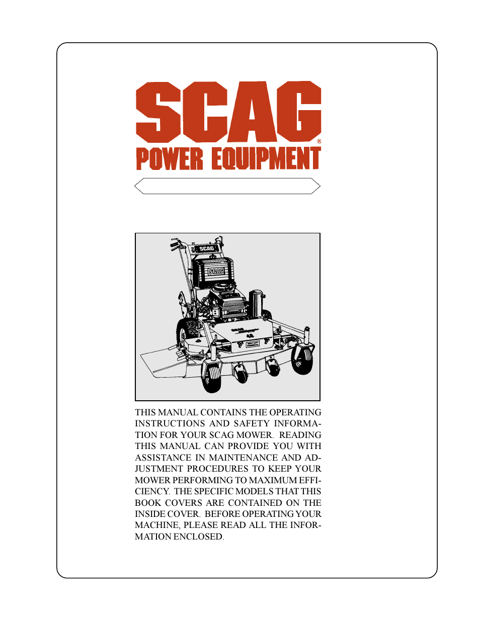 Scag Power Equipment SWU User Manual | 40 pages