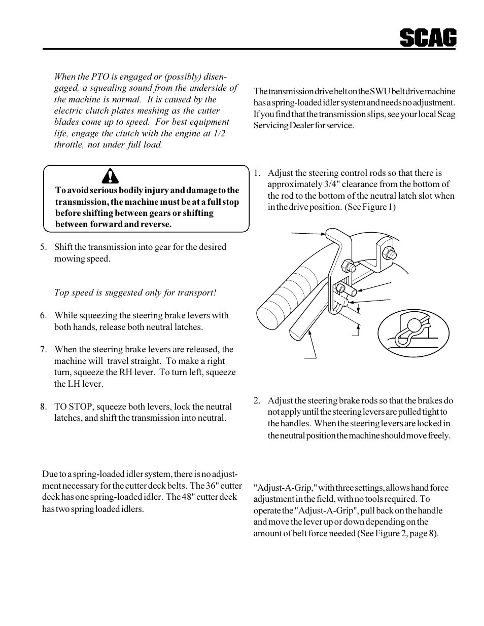 Warning | Scag Power Equipment SWU User Manual | Page 11 / 40
