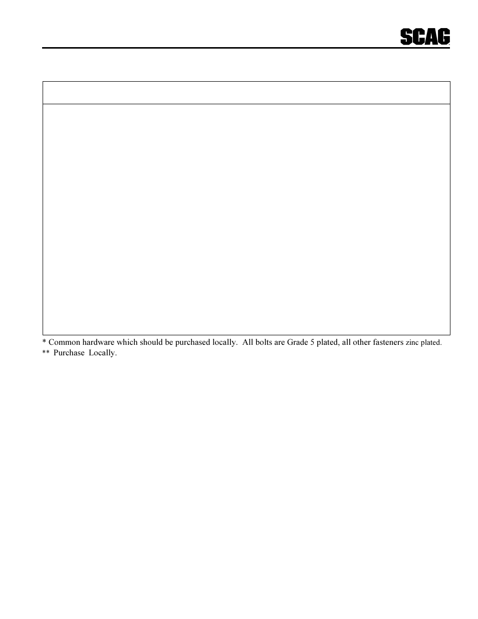 21 36" deck frame, Purchase locally | Scag Power Equipment SWU User Manual | Page 25 / 40