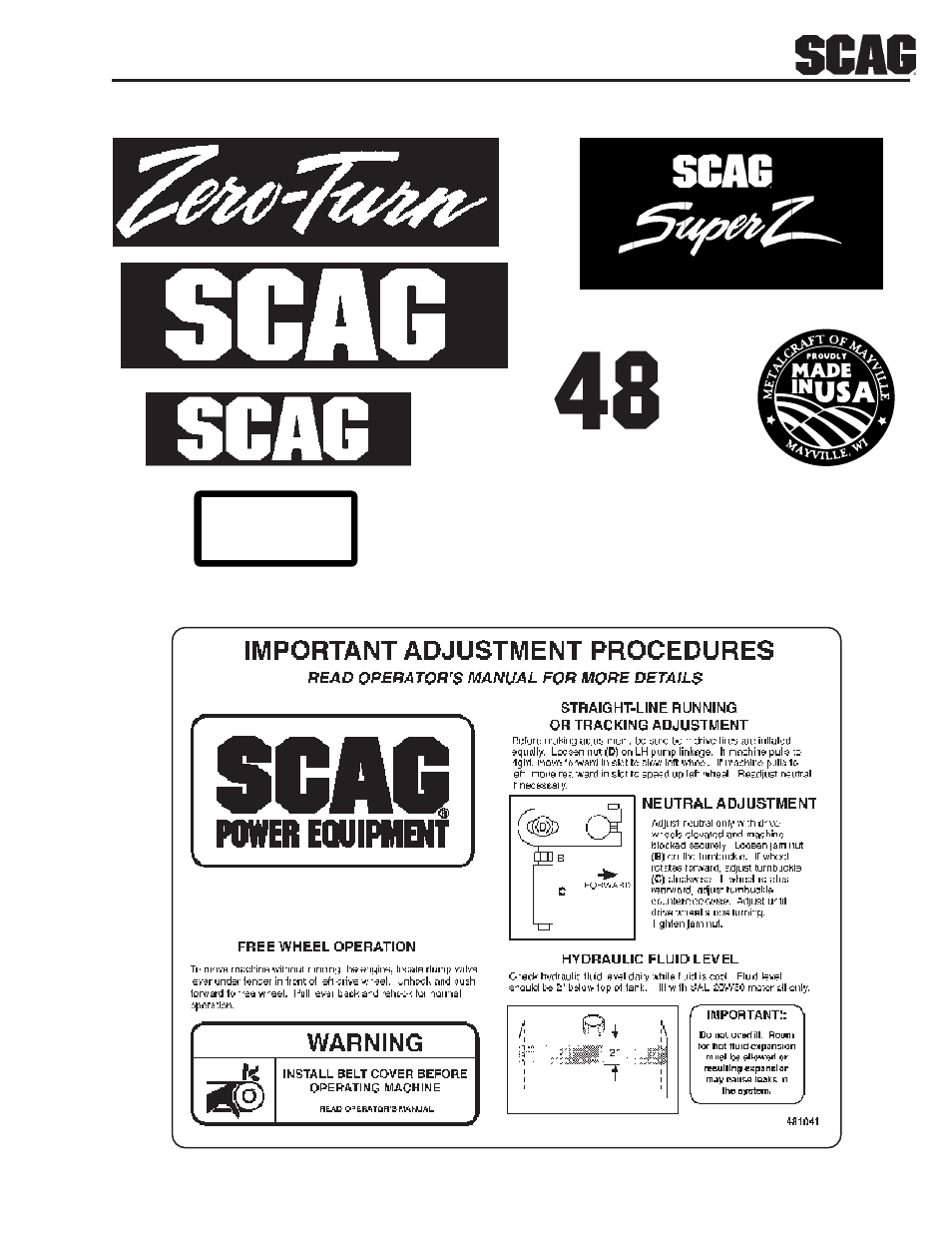 Heavy duty commercial, Zero - turn, Replacement decals | Scag Power Equipment SSZ User Manual | Page 37 / 41