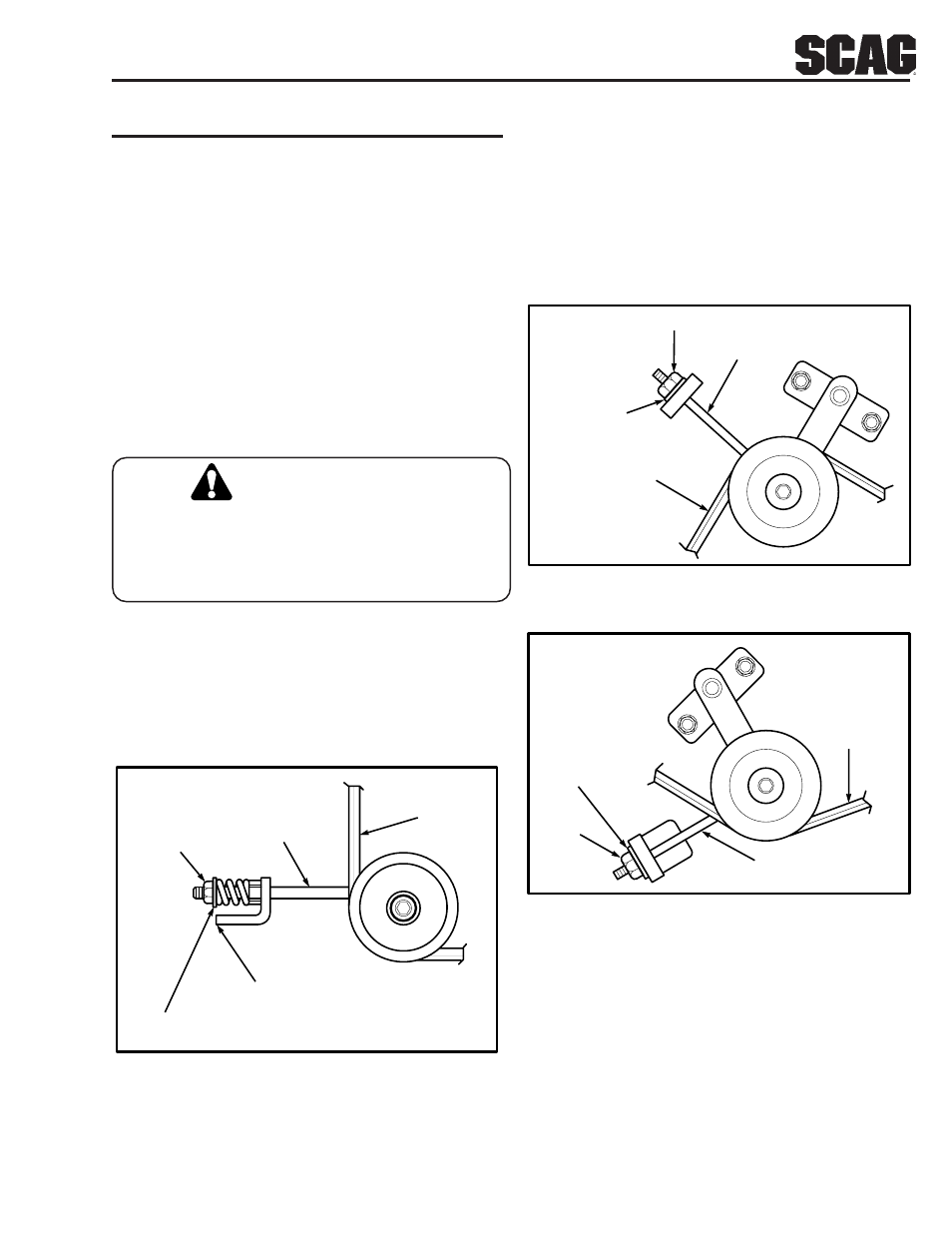 Caution, Cutter deck drive belts | Scag Power Equipment SSZ User Manual | Page 9 / 41