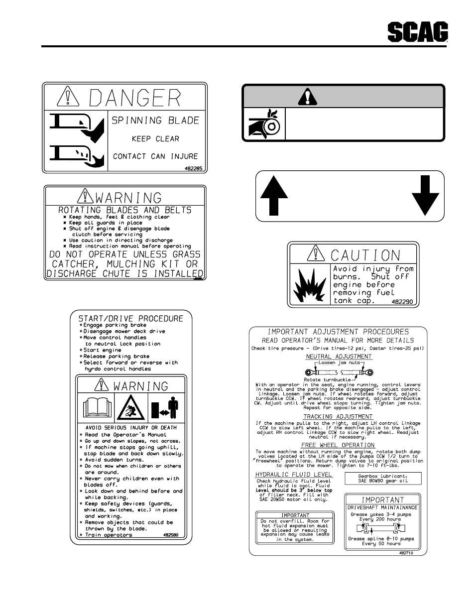 Warning | Scag Power Equipment STT-31BSD User Manual | Page 11 / 64