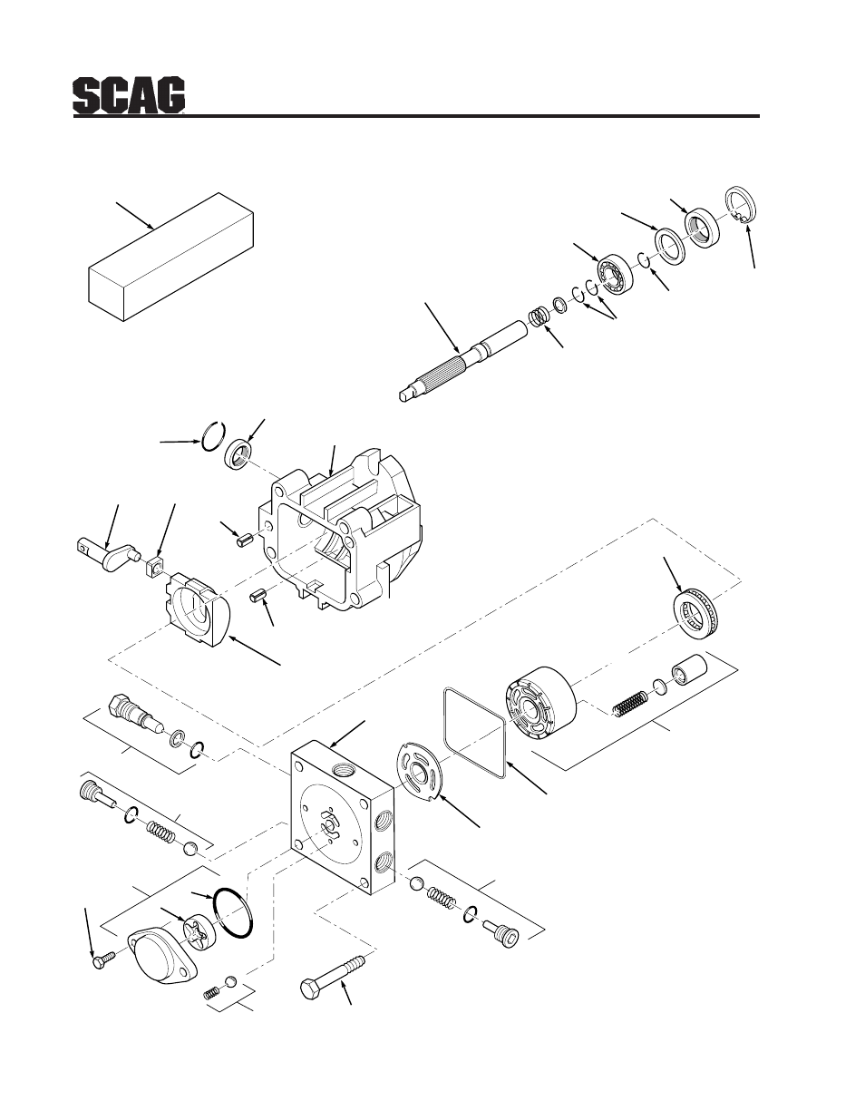 Hydraulic pump assembly - bdp-21l, Hydraulic pump assembly, Overhaul seal kit | Scag Power Equipment STT-31BSD User Manual | Page 58 / 64