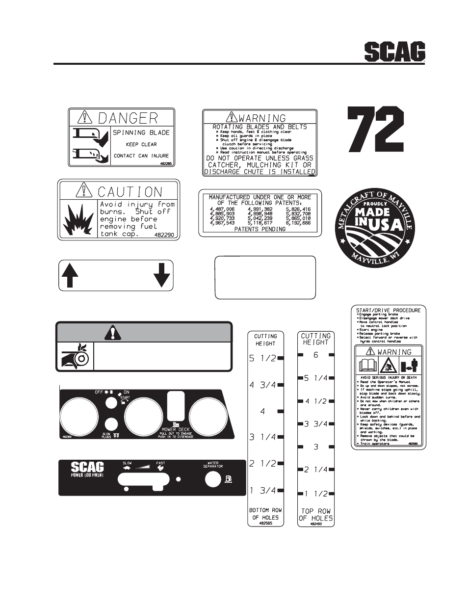 Heavy-duty commercial, Warning, 57 replacement decals and information plates | Scag Power Equipment STT-31BSD User Manual | Page 61 / 64
