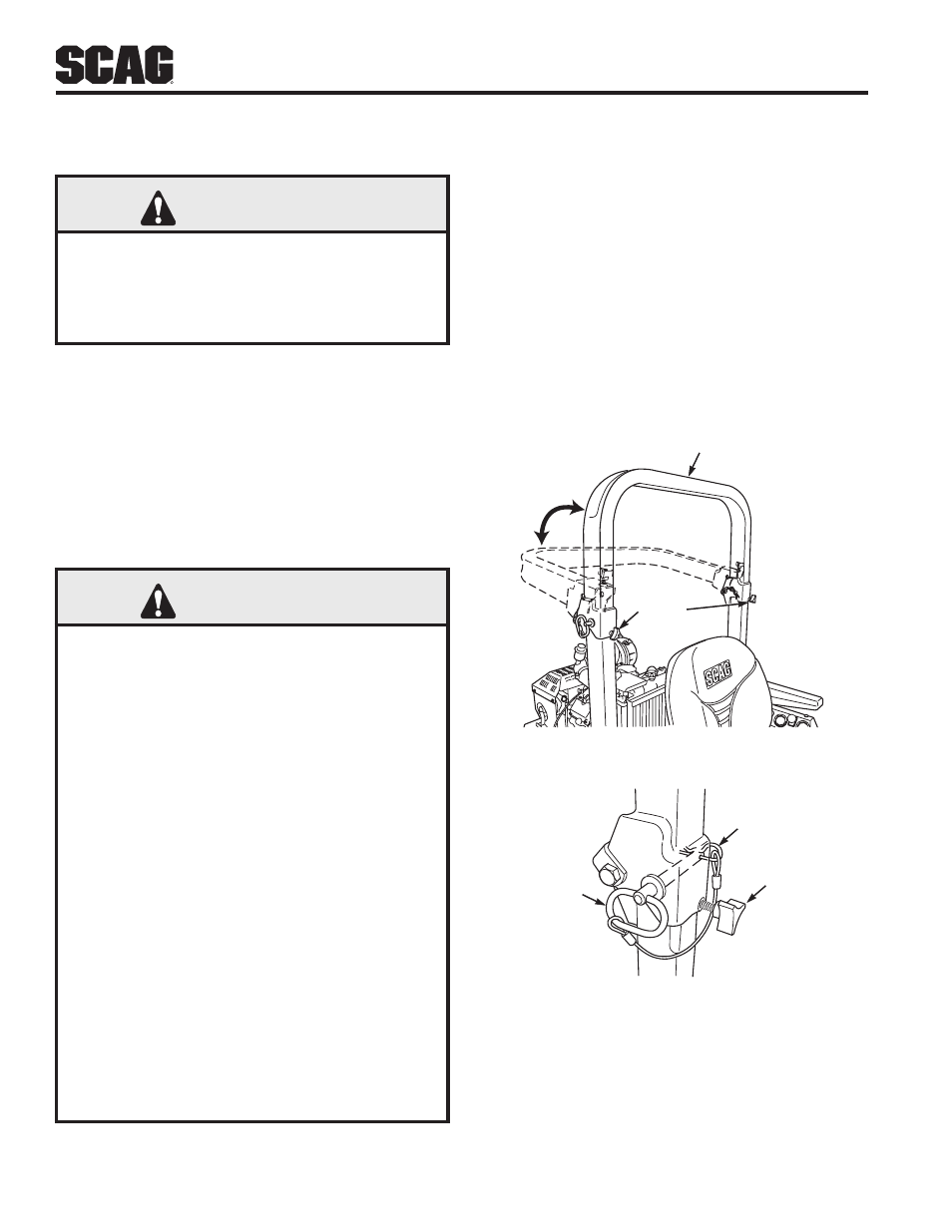 5 roll-over protection system, Warning | Scag Power Equipment TURF TIGER STT61V-25KBD User Manual | Page 10 / 79