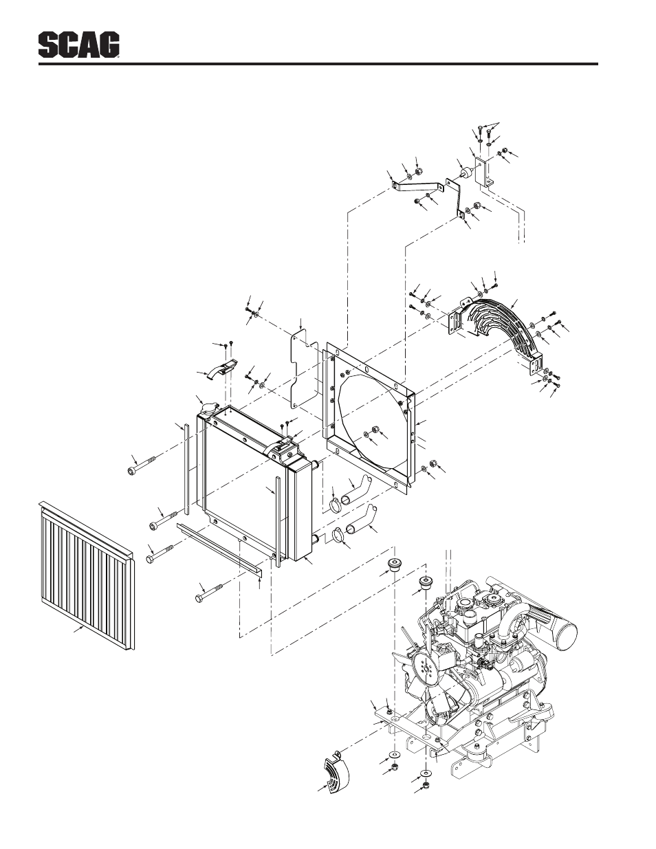 Radiator & attaching parts - cat diesel | Scag Power Equipment TURF TIGER STT61V-25KBD User Manual | Page 58 / 79