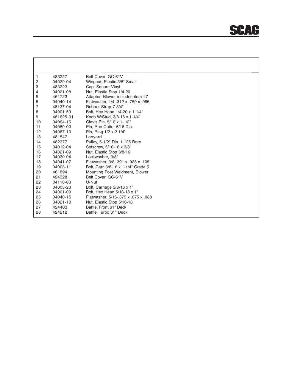 11 gc-stwc-cs61v blower mounting components | Scag Power Equipment GC-STWC-CS61V User Manual | Page 13 / 18