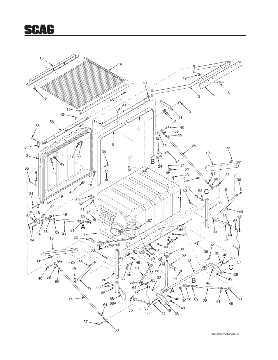 Ab b c c, 12 gc-stwc-cs61v hopper components | Scag Power Equipment GC-STWC-CS61V User Manual | Page 14 / 18