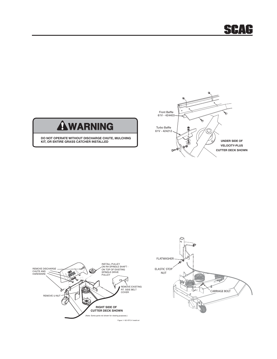 Warning, 1 assembly instructions for 61" cutter deck, Figure 3-1 | Figure 3-2, Figure 3-3 | Scag Power Equipment GC-STWC-CS61V User Manual | Page 5 / 18