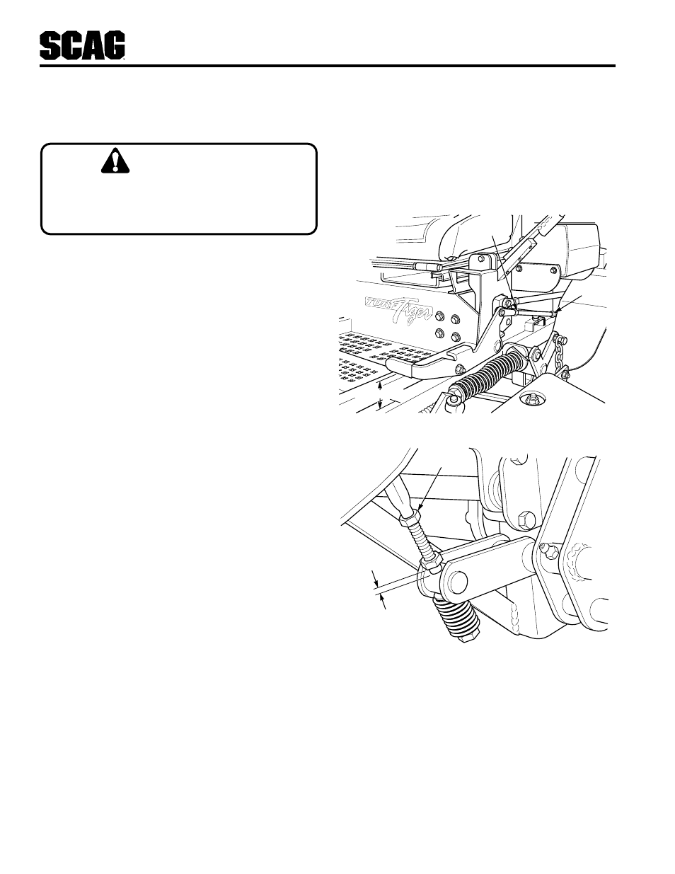 Warning, Adjustments | Scag Power Equipment STT-31BSG User Manual | Page 23 / 70