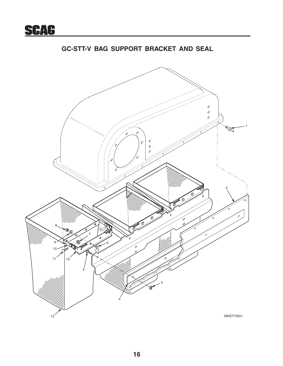 Gc-stt-v bag support bracket and seal | Scag Power Equipment GC-STT-V User Manual | Page 18 / 22