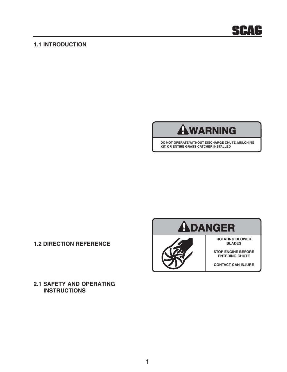 Danger, Warning | Scag Power Equipment GC-STT-V User Manual | Page 3 / 22