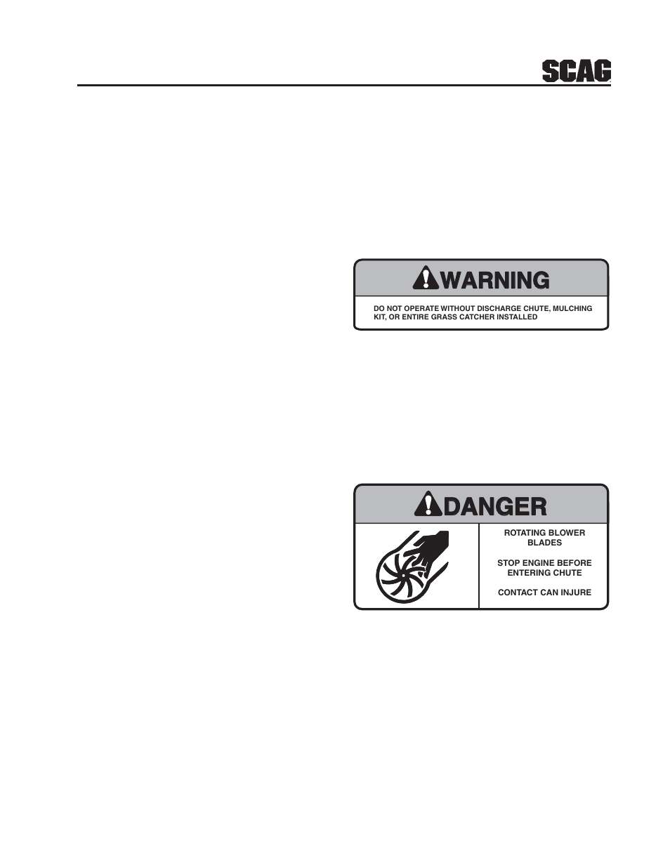 Danger, Warning | Scag Power Equipment GC-STT-CSV User Manual | Page 3 / 22