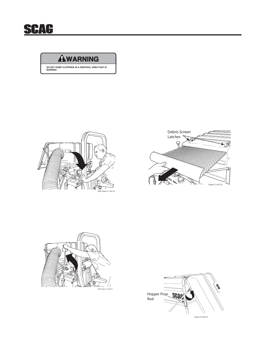 Warning, Figure 2-1 figure 2-2, Figure 2-3 | Figure 2-4 | Scag Power Equipment GC-STT-CSV User Manual | Page 4 / 22