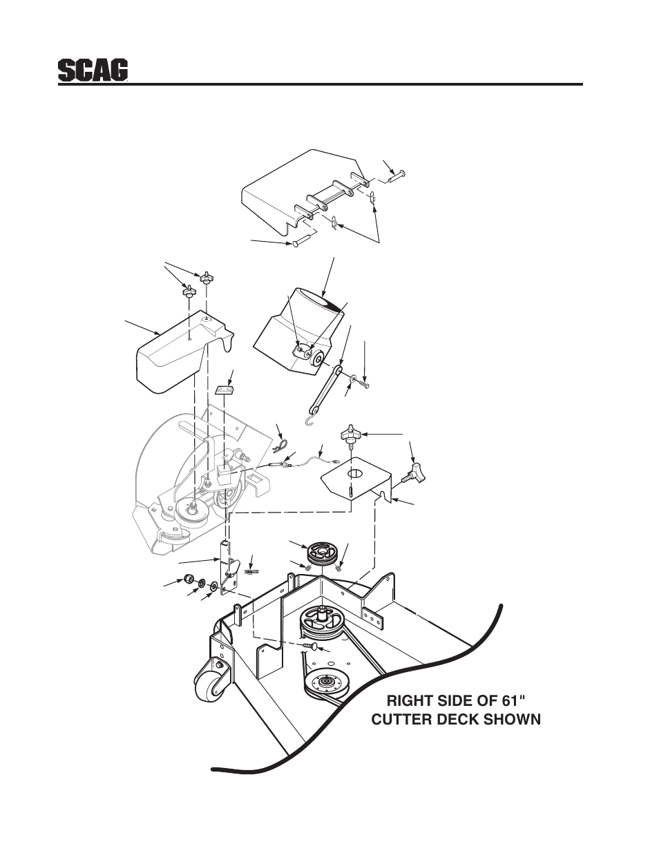 10 gc-stwc 61" blower mounting components, Right side of 61" cutter deck shown | Scag Power Equipment GC-STWC-61 User Manual | Page 12 / 20