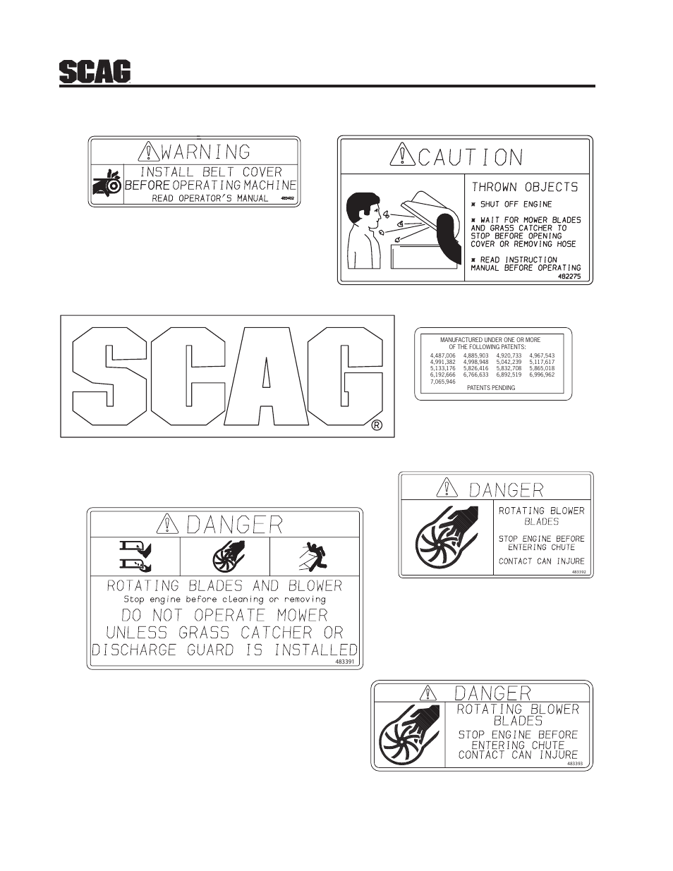 16 gc-stwc decals | Scag Power Equipment GC-STWC-61 User Manual | Page 18 / 20