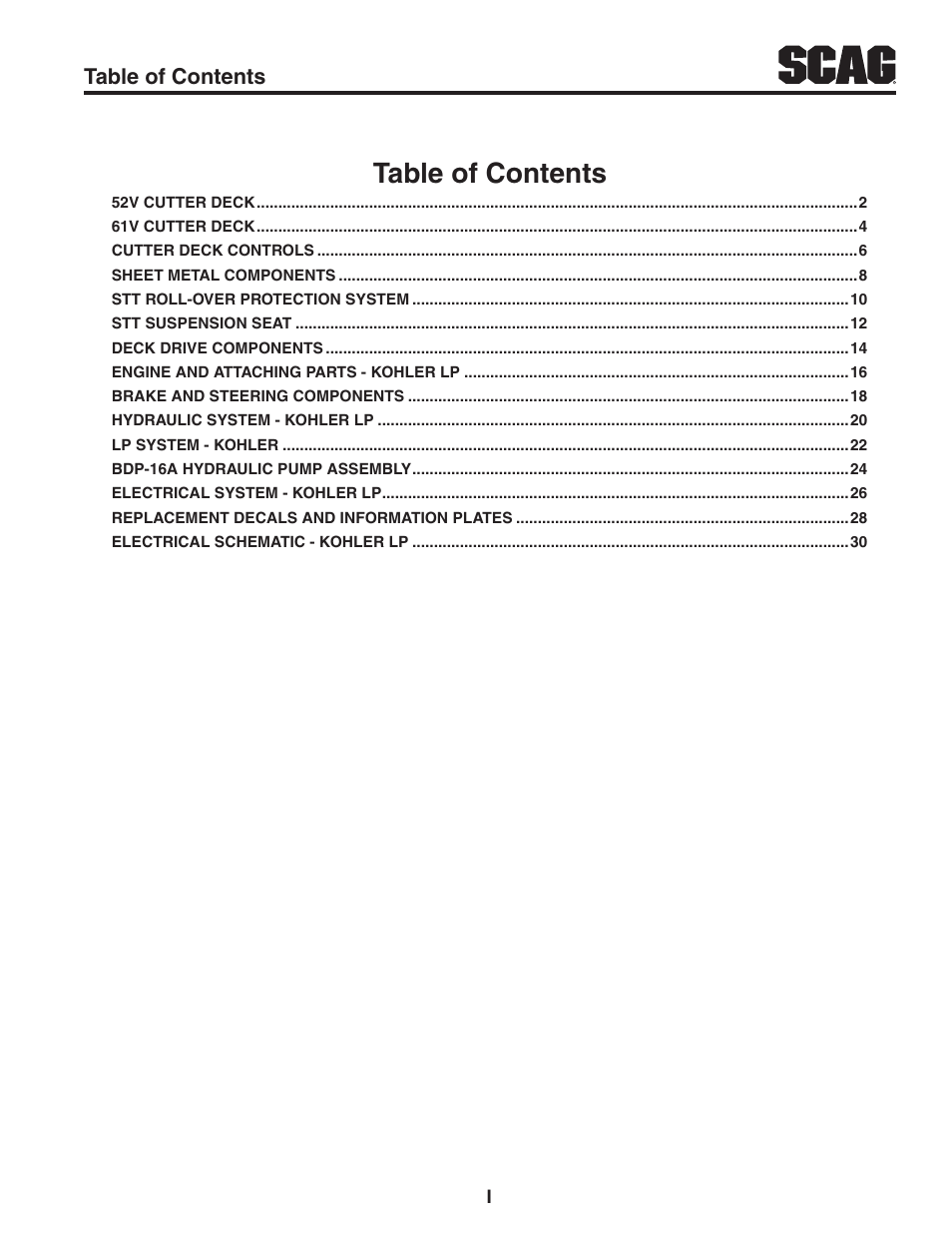 Scag Power Equipment TURF TIGER STT-25CH-LP User Manual | Page 3 / 32