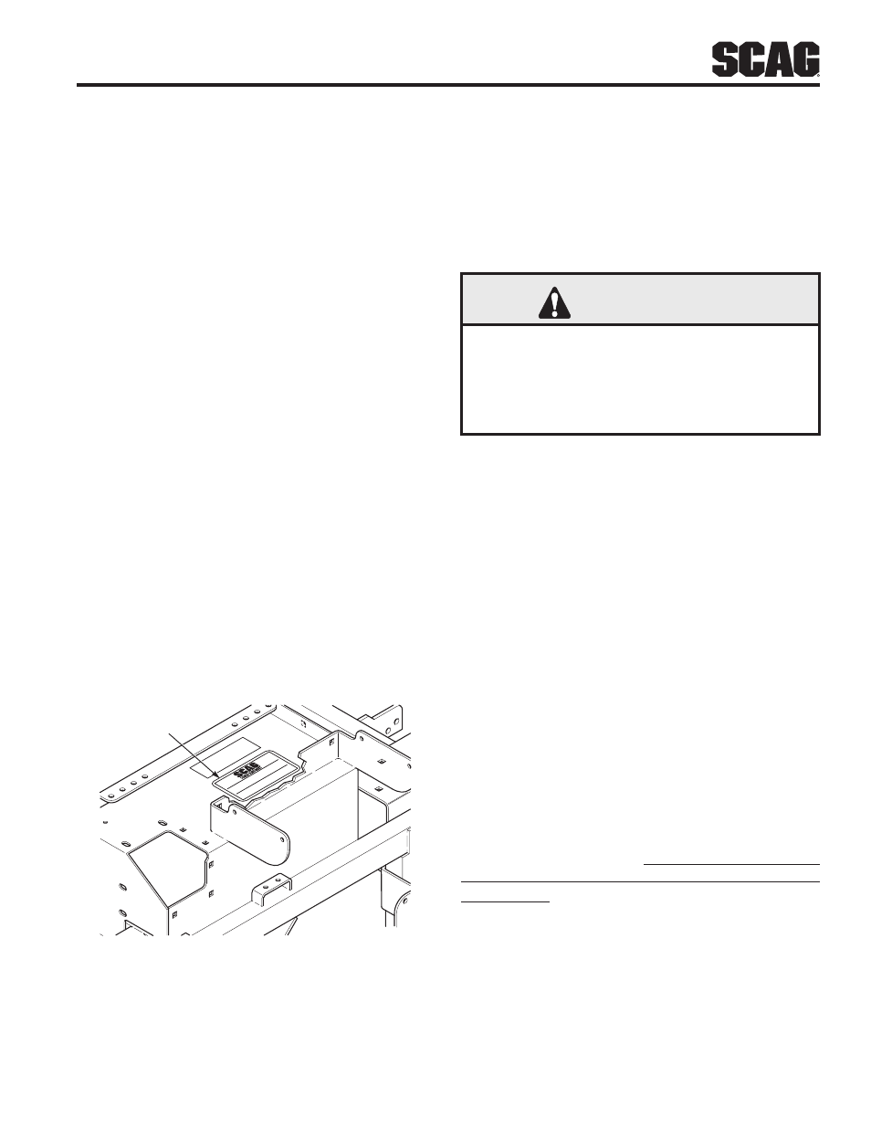 General information, 1 introduction, 2 direction reference | 3 servicing the engine and drive train components, Section 1, Warning, Introduction 1.1, Direction reference 1.2, Mower serial number plate location figure 1-1 | Scag Power Equipment Turf Tiger STT-28CAT User Manual | Page 5 / 70