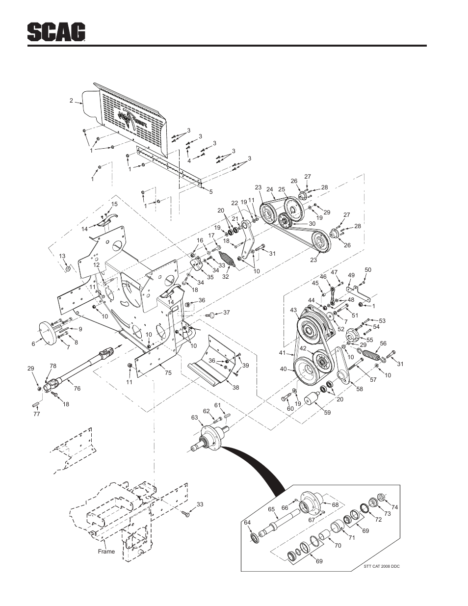 Deck drive components | Scag Power Equipment Turf Tiger STT-28CAT User Manual | Page 52 / 70