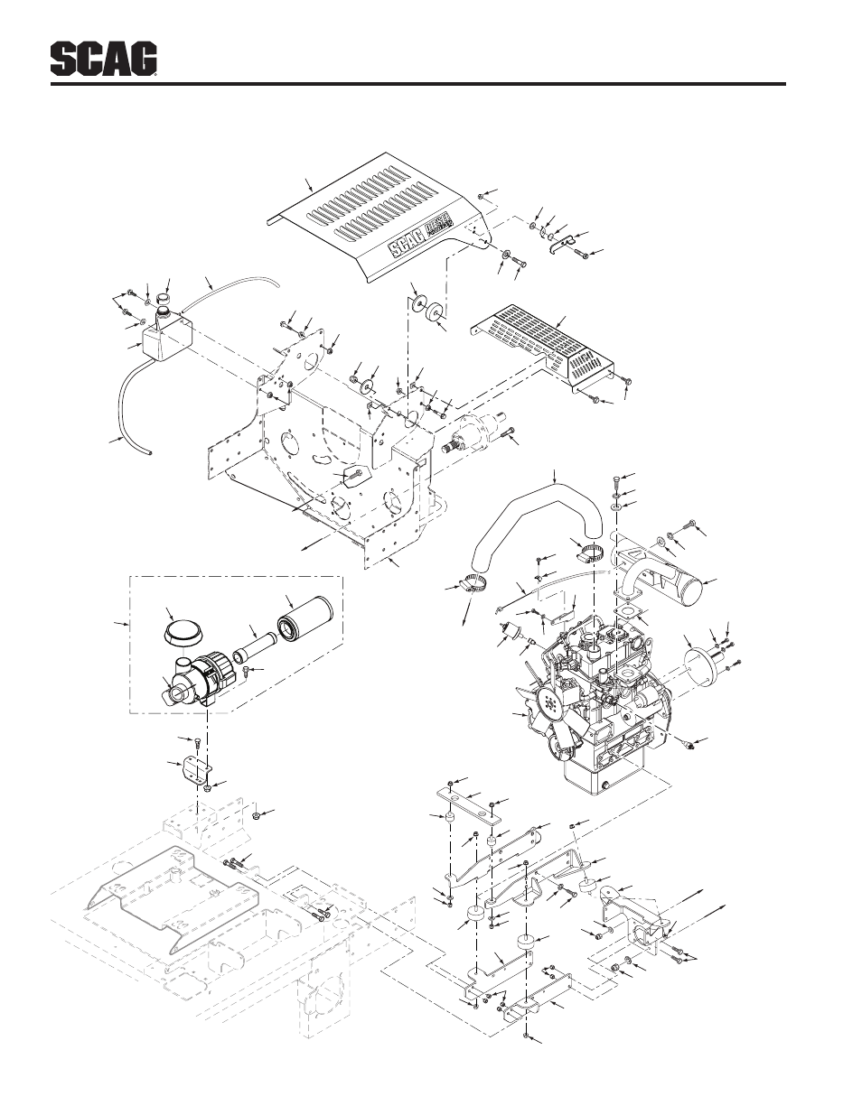 Engine & attaching parts - (28hp cat diesel) | Scag Power Equipment Turf Tiger STT-28CAT User Manual | Page 54 / 70