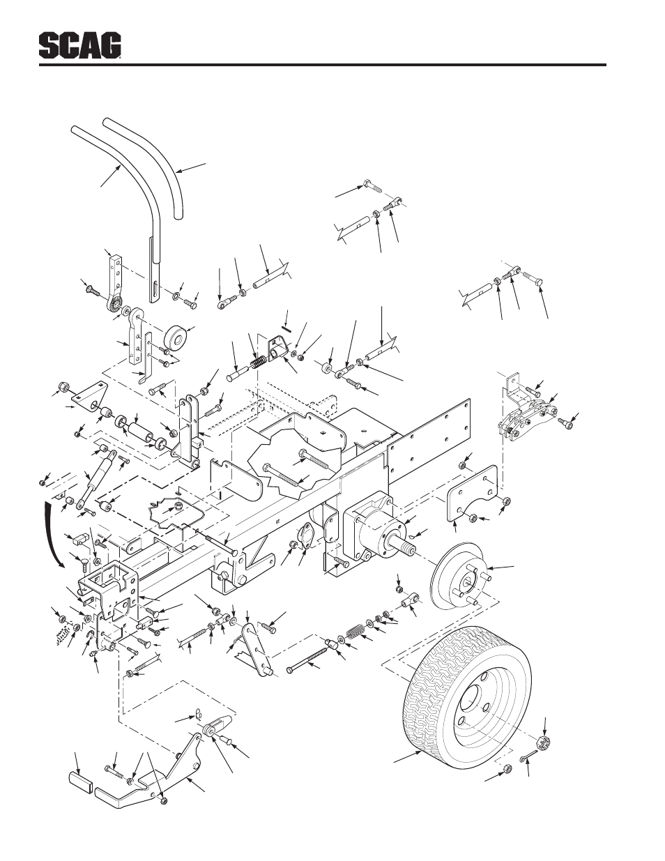 Brake and steering components | Scag Power Equipment Turf Tiger STT-28CAT User Manual | Page 58 / 70
