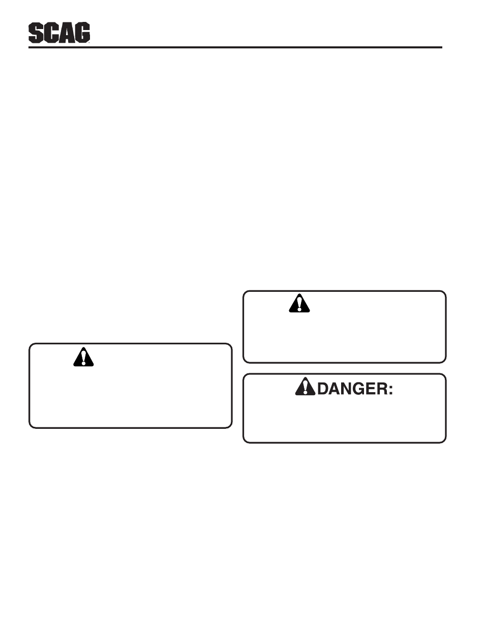 Warning, Caution | Scag Power Equipment SFZ User Manual | Page 10 / 96