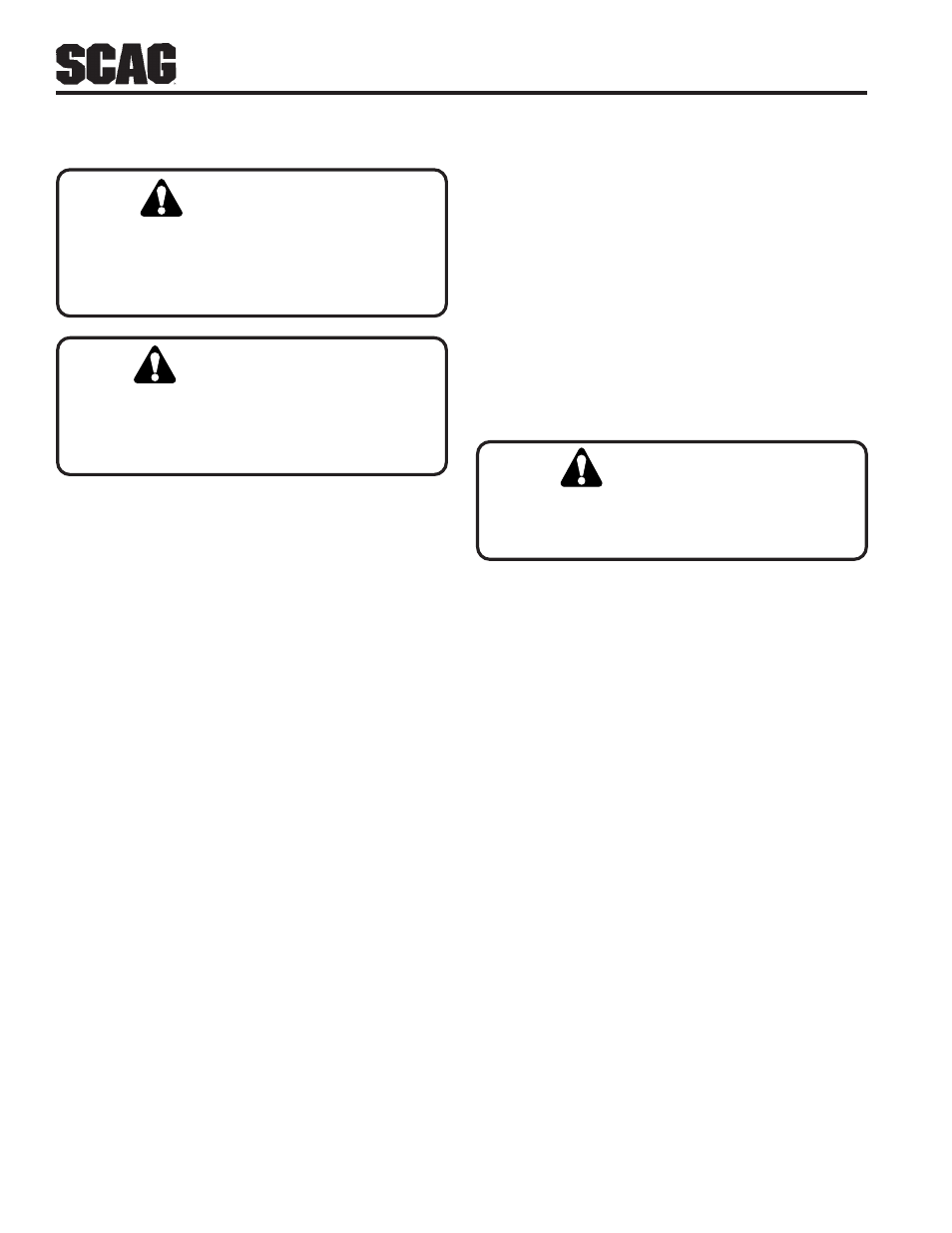 Warning, Caution | Scag Power Equipment SFZ User Manual | Page 28 / 96