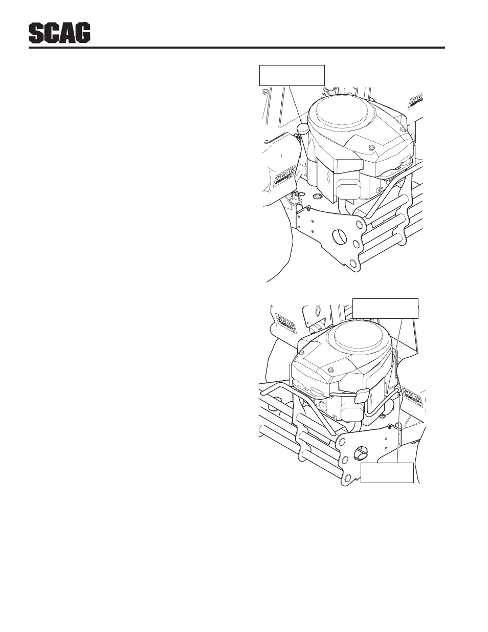 B. changing engine crankcase oil, C. changing engine oil filter | Scag Power Equipment SFZ User Manual | Page 34 / 96