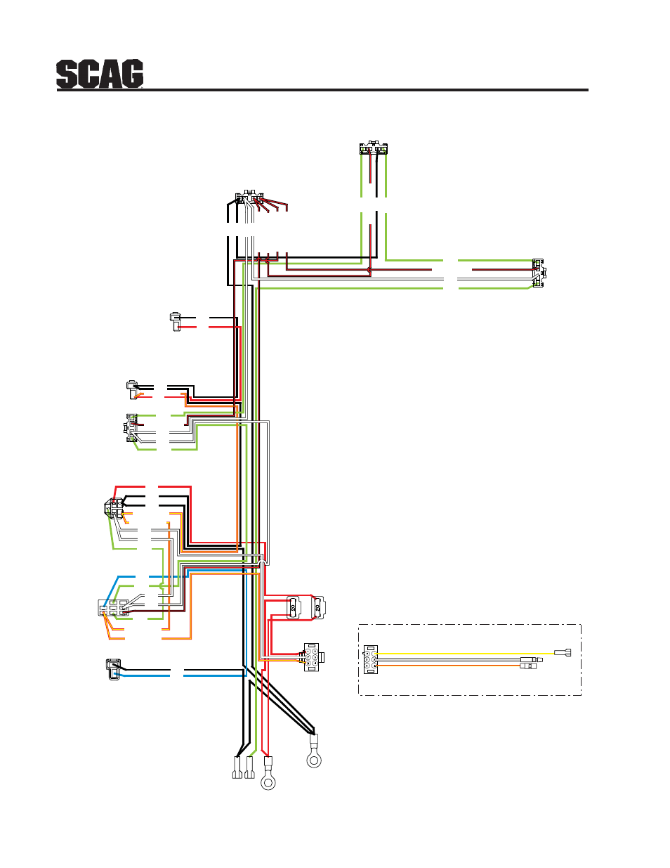 Seat switch clutch, Optional light accessory kawasaki adapter harness | Scag Power Equipment SFZ User Manual | Page 56 / 96