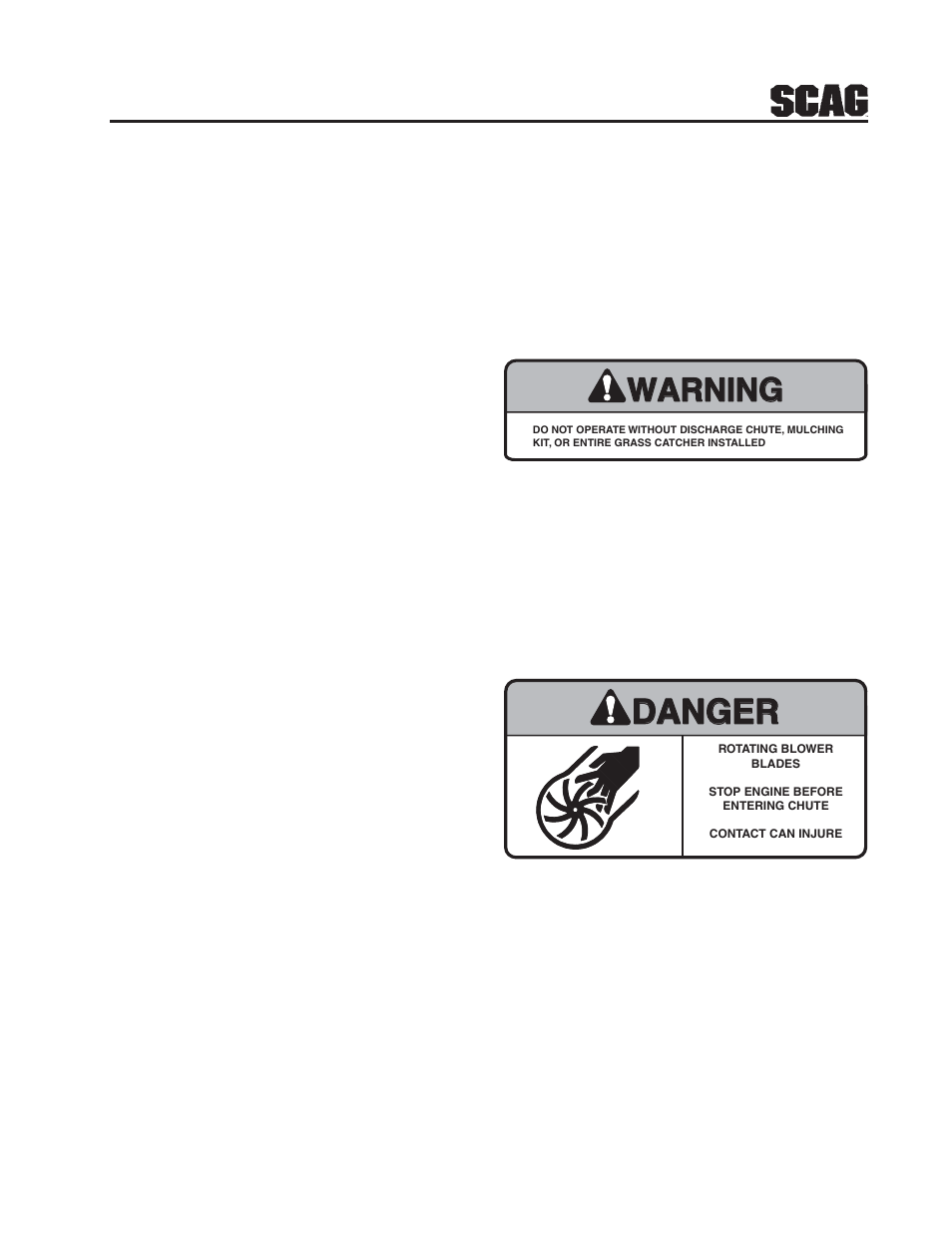 Danger, Warning | Scag Power Equipment GC-STC-CSV User Manual | Page 3 / 20