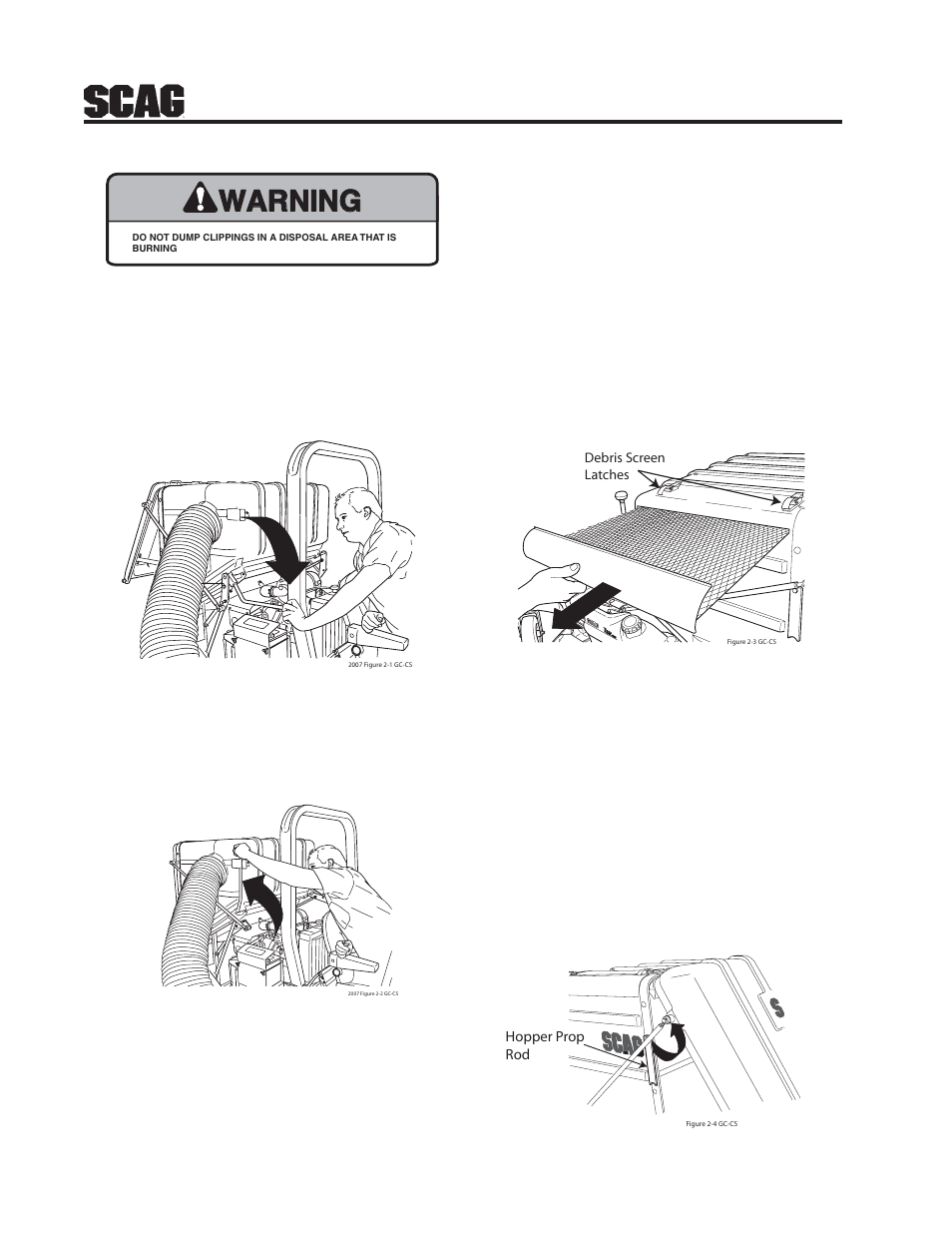 Warning, Figure 2-1 figure 2-2, Figure 2-3 | Figure 2-4 | Scag Power Equipment GC-STC-CSV User Manual | Page 4 / 20