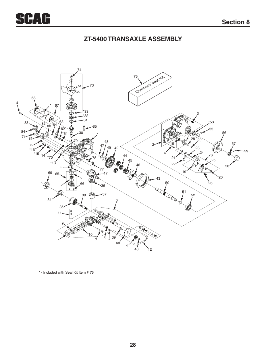 Zt-5400 transaxle assembly | Scag Power Equipment CHEETAH SCZ User Manual | Page 30 / 36