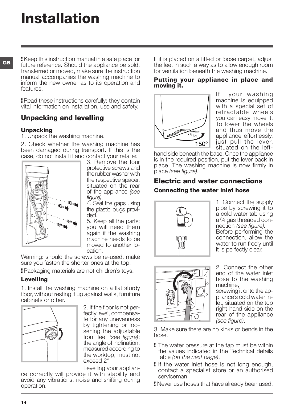 Installation | Hotpoint Ariston ECOT7D 149 User Manual | Page 14 / 60