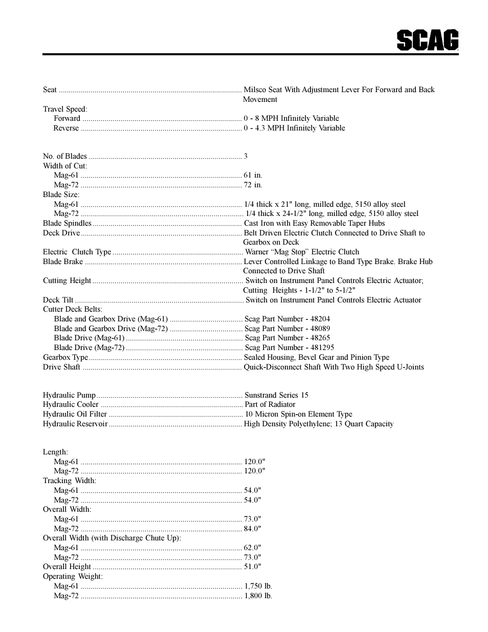 Scag Power Equipment MAG User Manual | Page 9 / 66