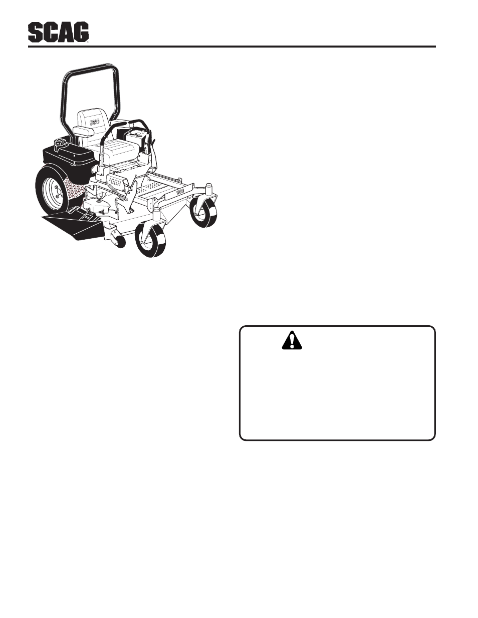 Warning | Scag Power Equipment STC48V-24BS User Manual | Page 12 / 108