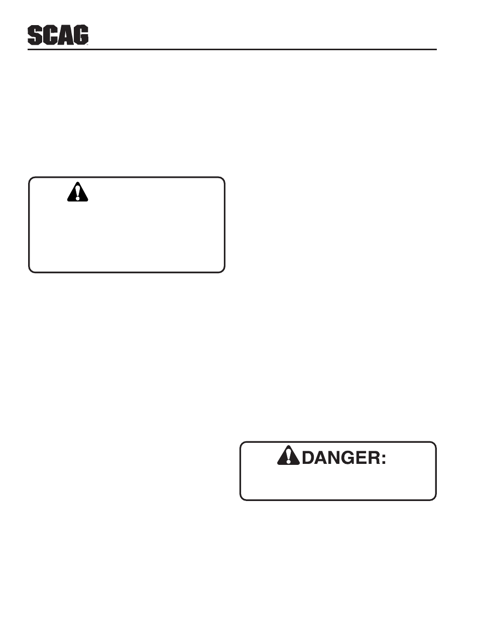 Warning | Scag Power Equipment STC48V-24BS User Manual | Page 20 / 108