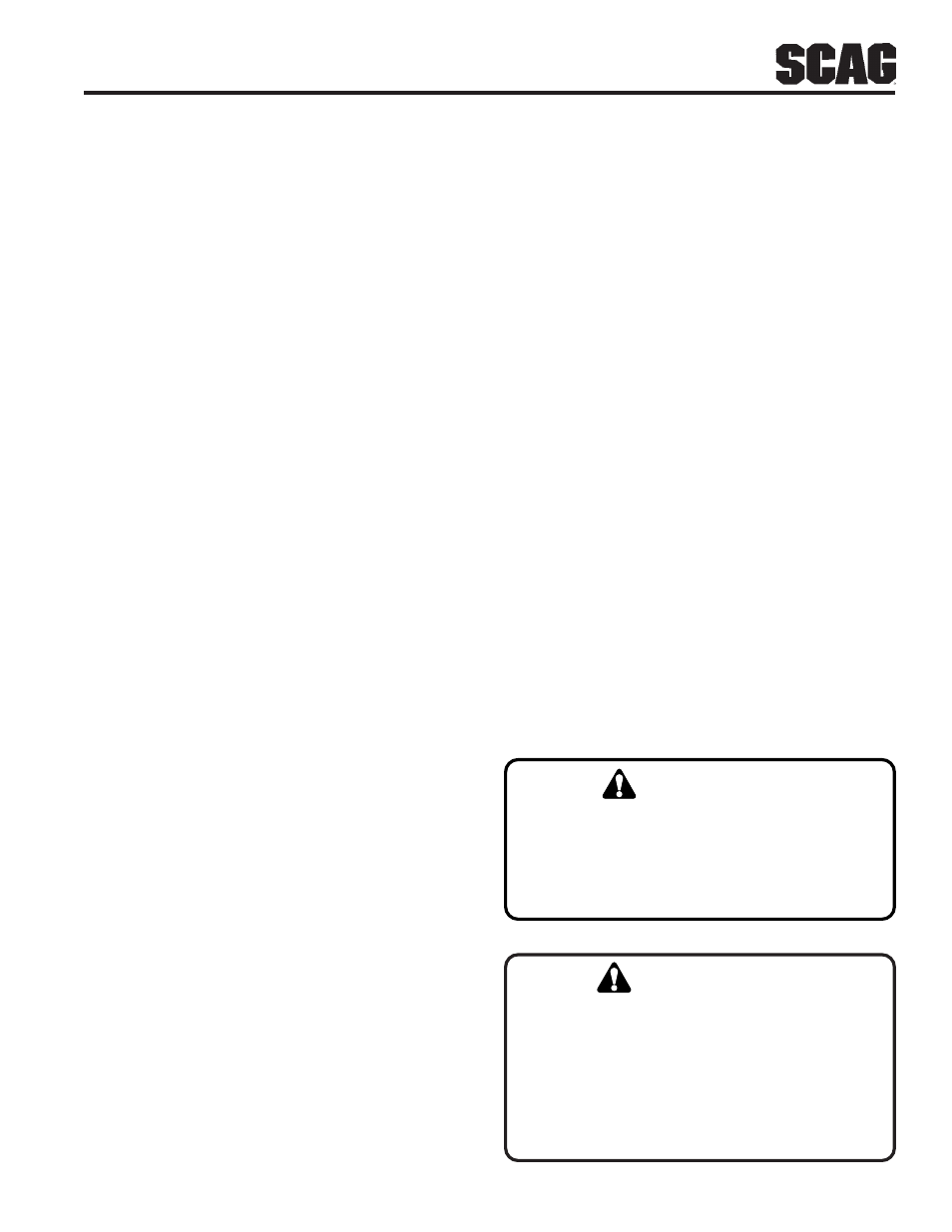 Warning | Scag Power Equipment STC48V-24BS User Manual | Page 37 / 108