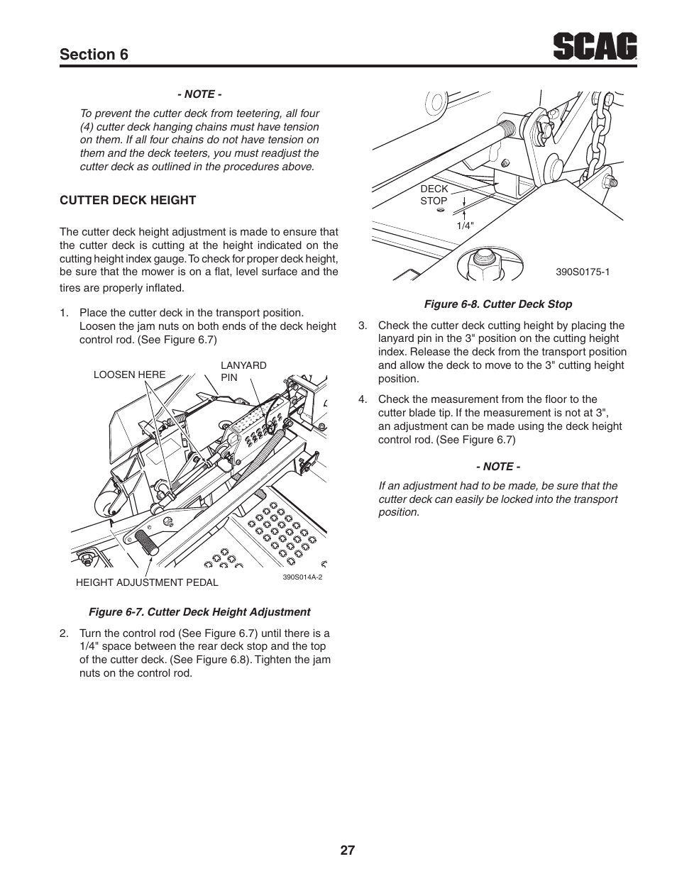 Cutter deck height | Scag Power Equipment STT61V-31EFI-SS User Manual | Page 31 / 113