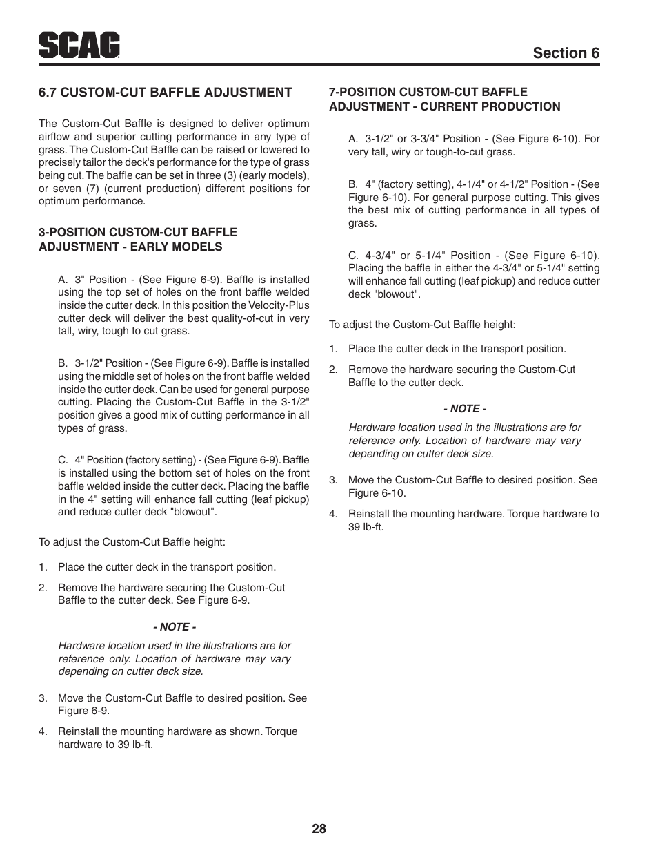 7 custom-cut baffle adjustment | Scag Power Equipment STT61V-31EFI-SS User Manual | Page 32 / 113