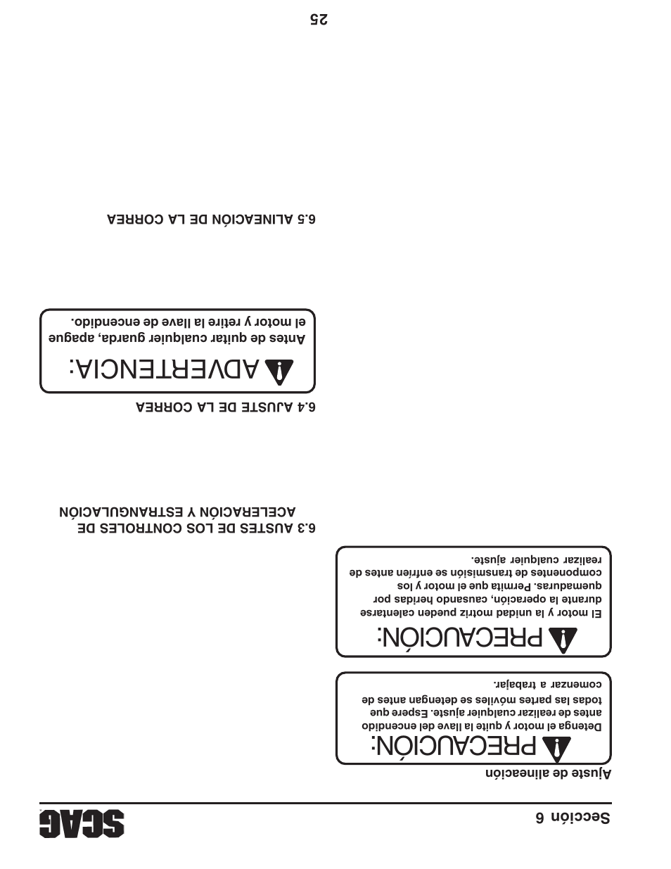 Adver tencia: precaución: precaución | Scag Power Equipment STT61V-31EFI-SS User Manual | Page 85 / 113